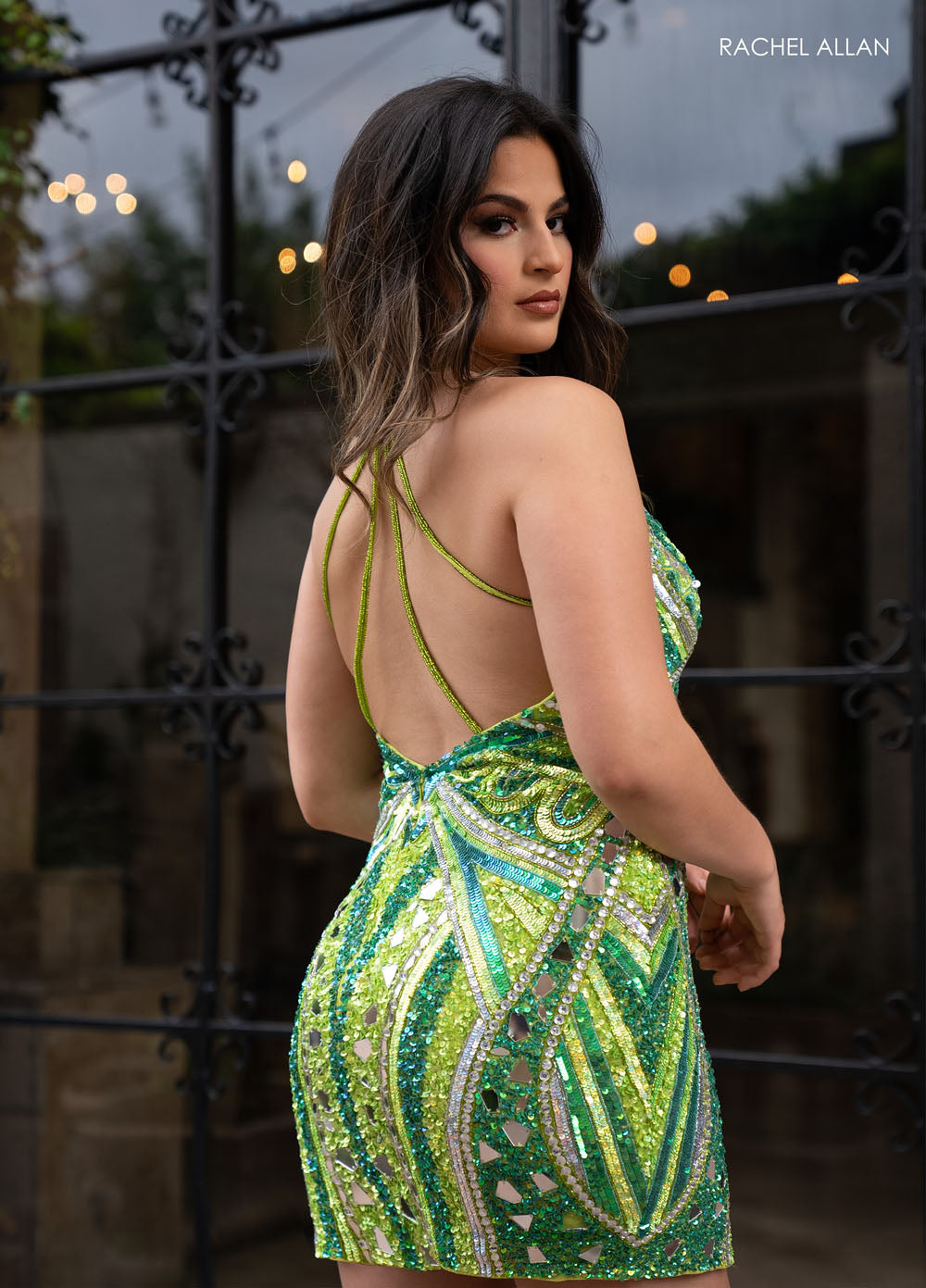 Rachel Allan 40403 prom dress images. Rachel Allan 40403 is available in these colors: Black Multi, Lime Multi, Purple Multi, Royal Multi.