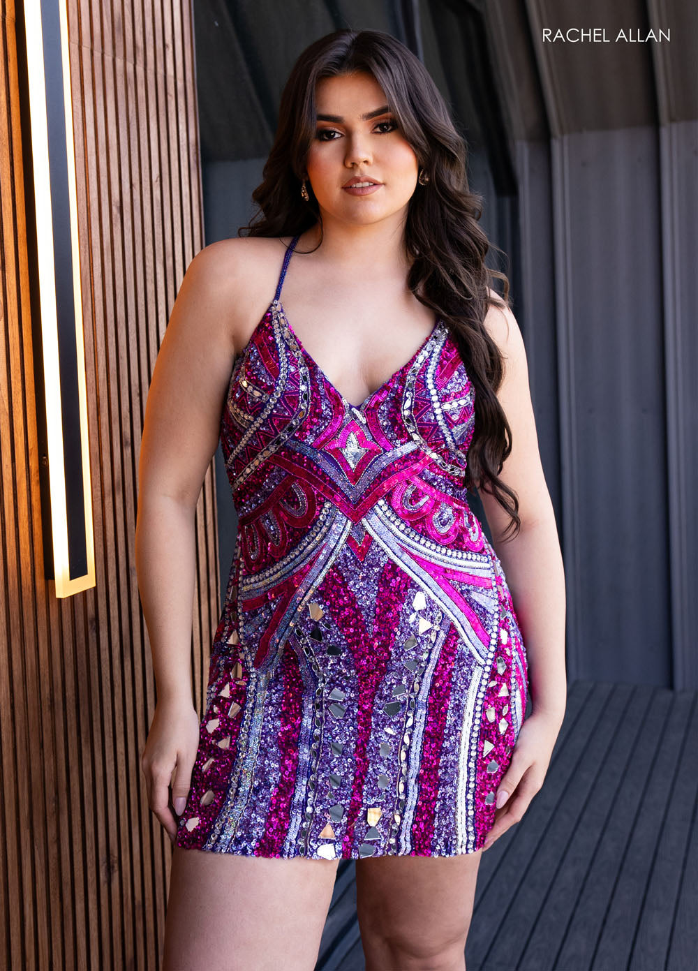 Rachel Allan 40403 prom dress images. Rachel Allan 40403 is available in these colors: Black Multi, Lime Multi, Purple Multi, Royal Multi.