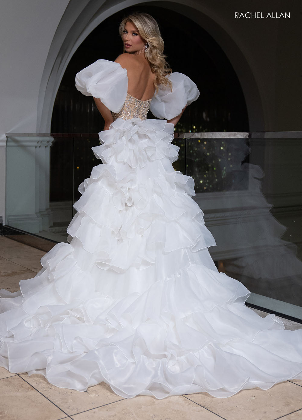 Rachel Allan 50334 prom dress images.  Rachel Allan 50334 is available in these colors: Nude White, Yellow.