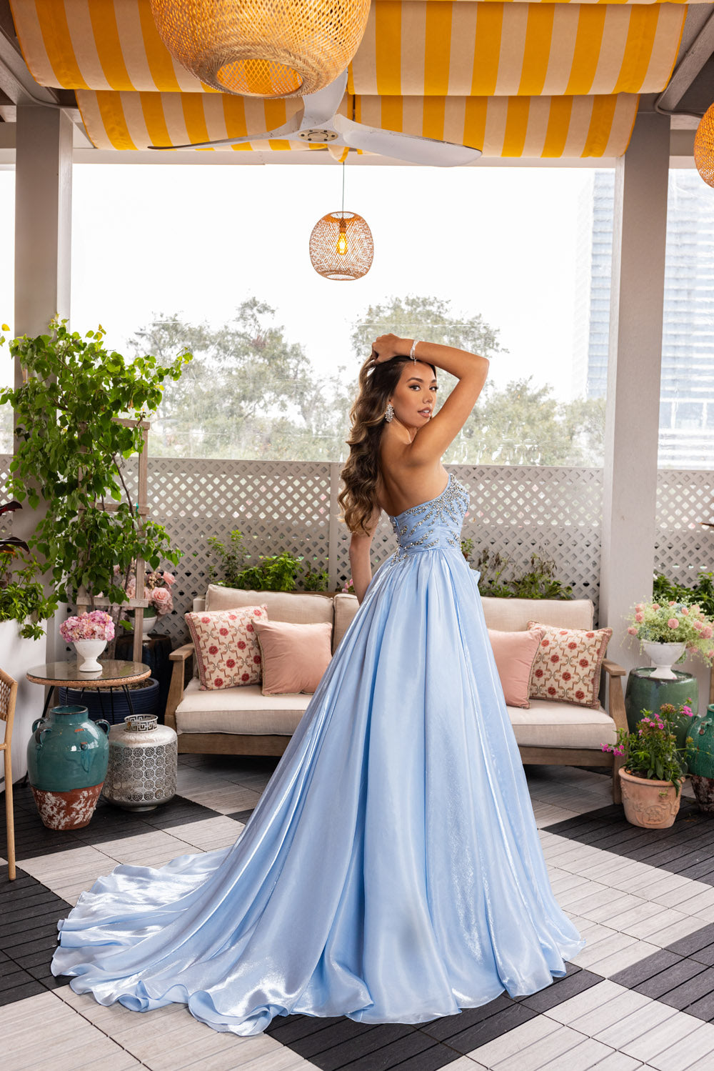 Rachel Allan 50368 prom dress images. Rachel Allan 50368 is available in these colors: Powder Blue, White.