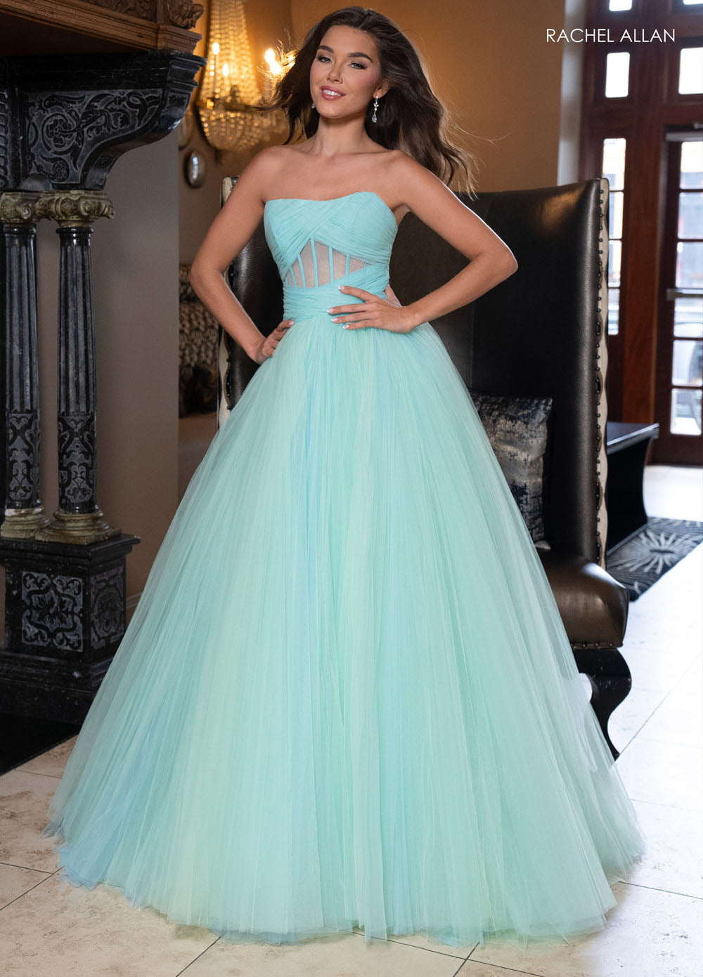 Rachel Allan 70761 Dresses 00 Mint Aqua