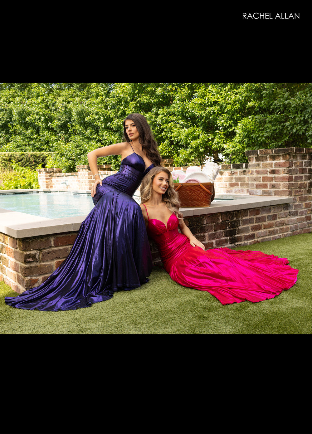 Rachel Allan 71040 Cobalt mermaid prom dress with a sleek silhouette and elegant train.