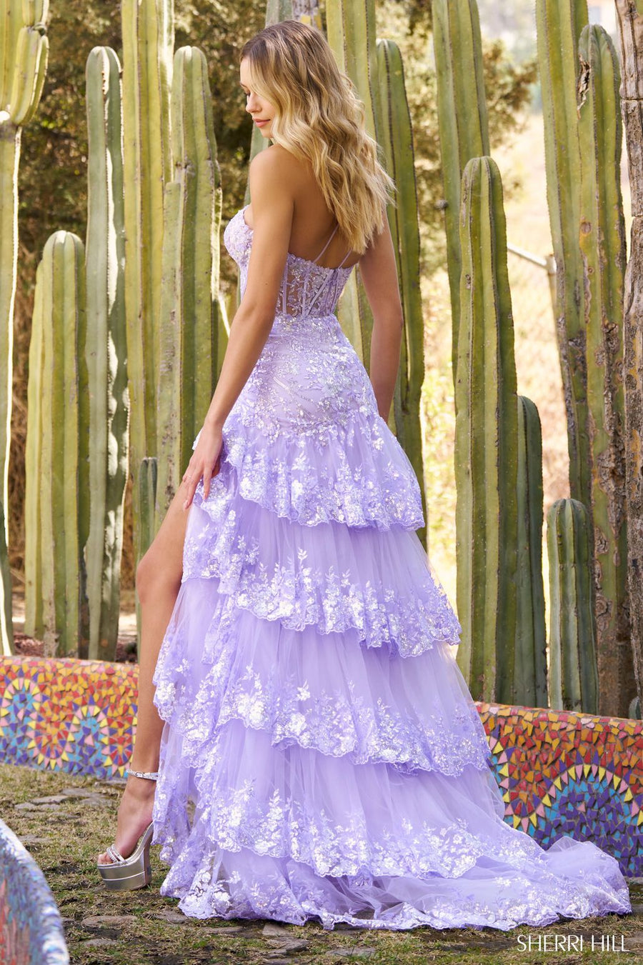 Sherri Hill 55800 prom dress images.  Sherri Hill 55799 is available in these colors: Navy, Blush, Ivory, Black, Light Blue, Red, Lilac, Periwinkle.