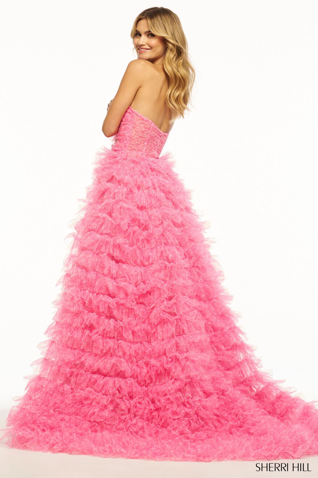 Sherri Hill 55981 prom dress images. Sherri Hill 55981 is available in these colors: Neon Pink, Aqua, Lilac, Ivory Yellow, Ivory Blue-.