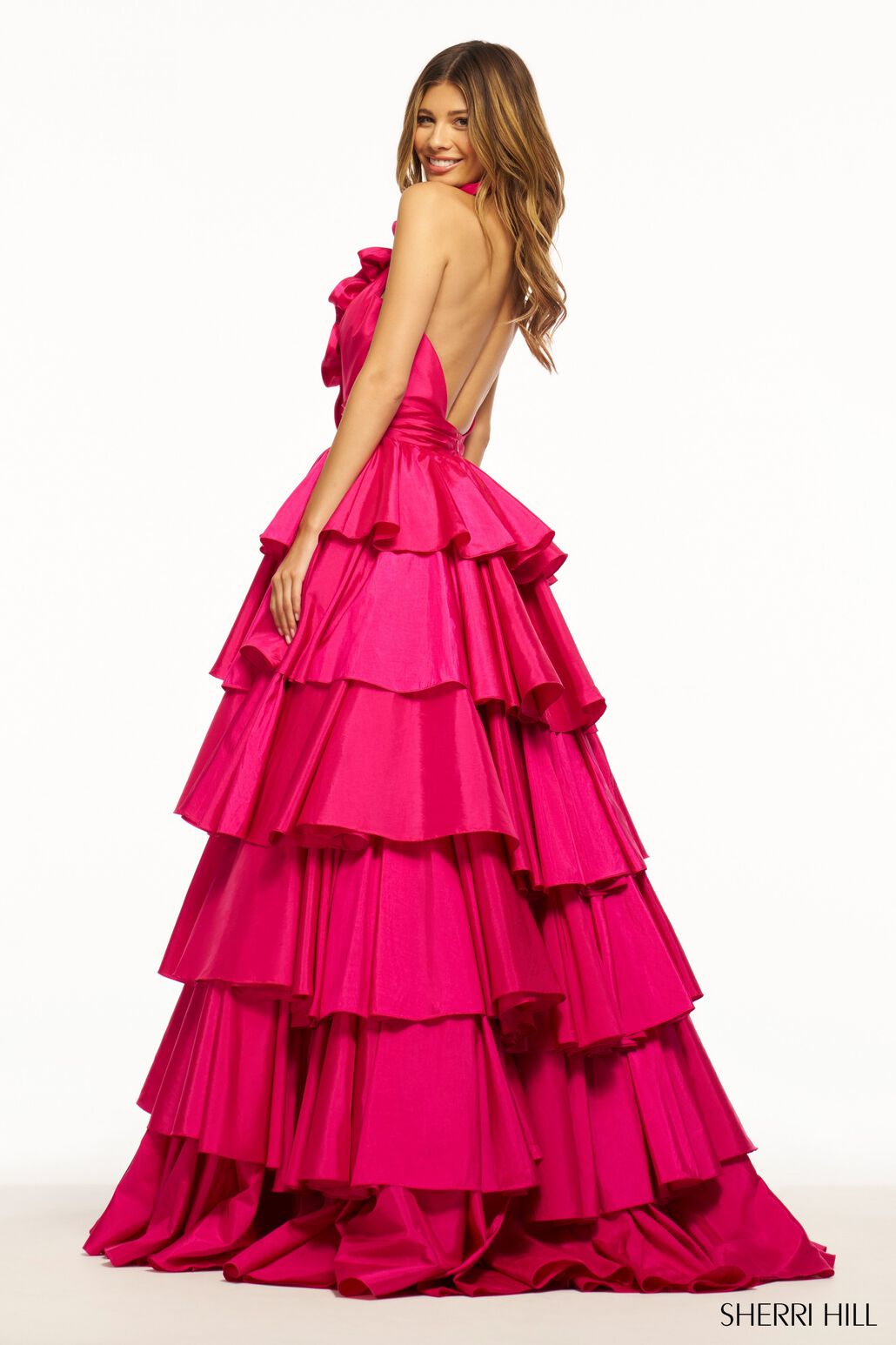 Sherri Hill 56013 prom dress images. Sherri Hill 56013 is available in these colors: Black, Red, Ivory, Bright Pink, Light Blue, Yellow, Navy, Bright Fuchsia, Chartreuse, Emerald.