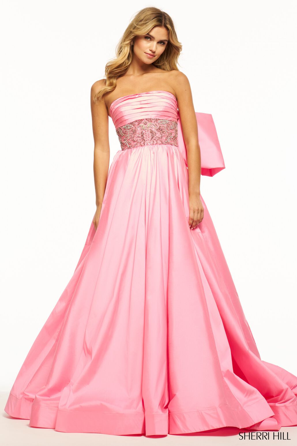 Sherri Hill 56016 prom dress images. Sherri Hill 56016 is available in these colors: Blue, Candy Pink, Jade, Aqua, Red, Bright Yellow, Chartreuse, Bright Fuchsia.