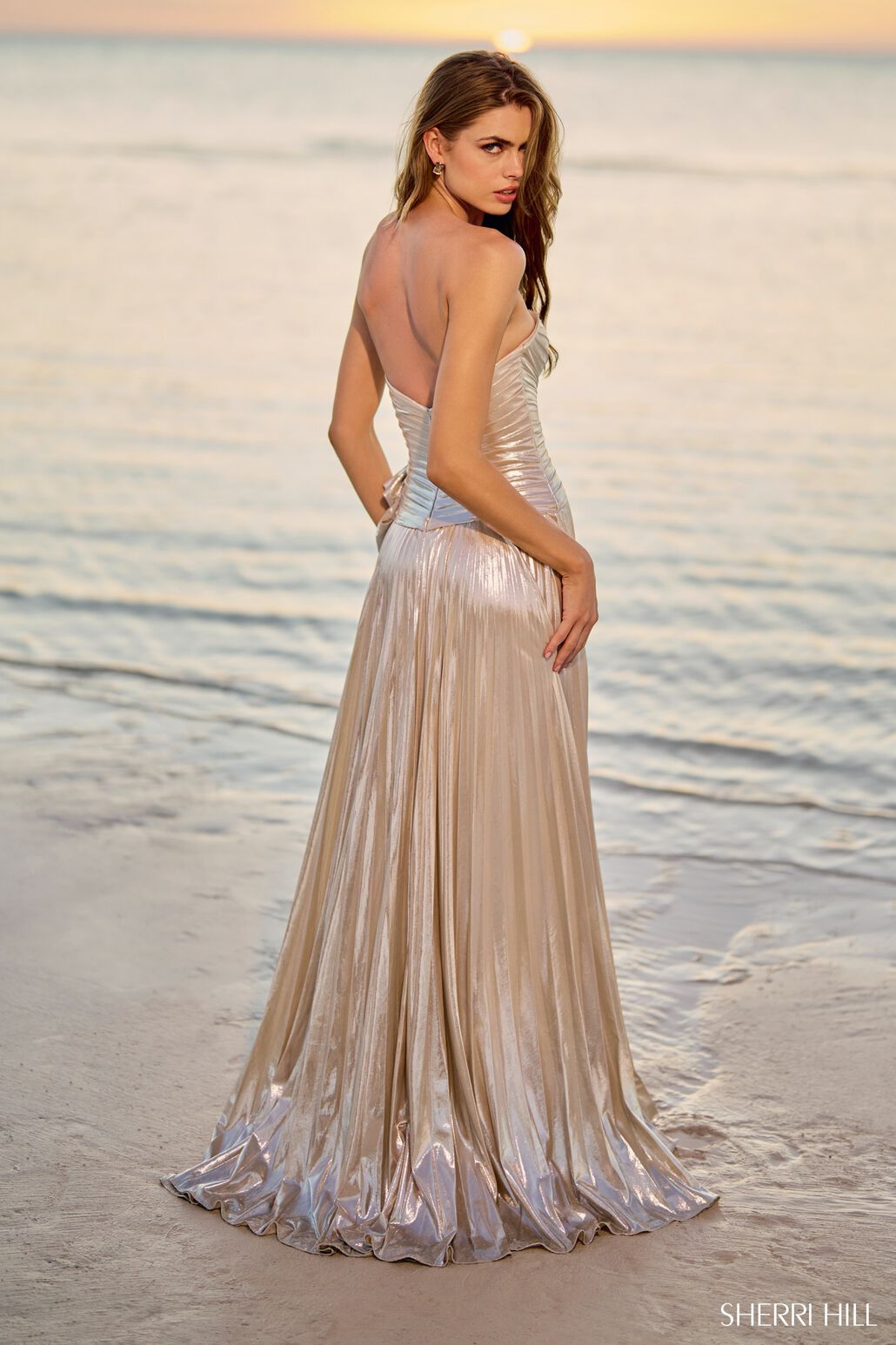 Sherri Hill 56026 prom dress images. Sherri Hill 56026 is available in these colors: Rose Gold, Wine, Royal, Ivory, Gold.