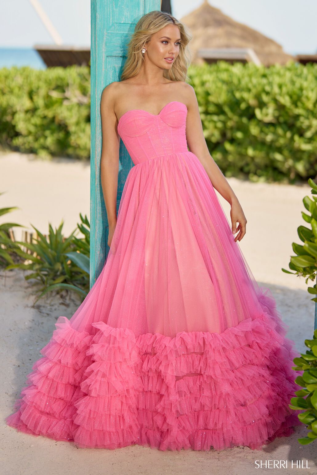 Sherri Hill 56040 prom dress images. Sherri Hill 56040 is available in these colors: Ivory Nude, Bright Pink.