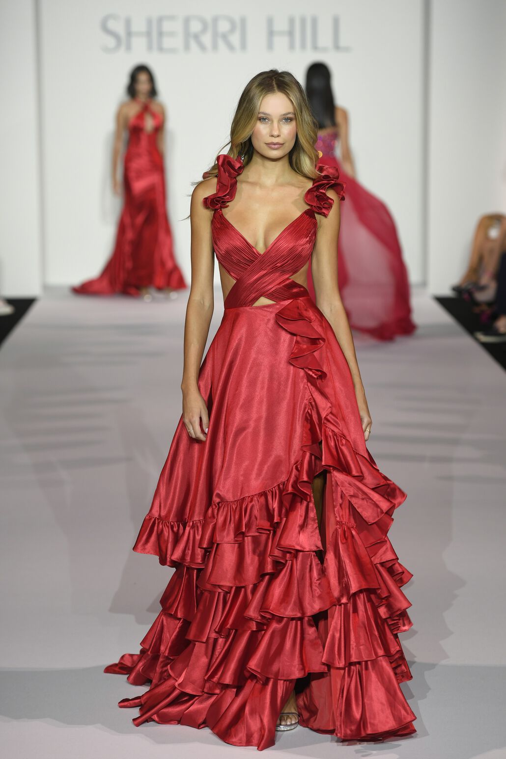 Sherri Hill 56057 prom dress images. Sherri Hill 56057 is available in these colors: Red, Gold, Black, Royal, Emerald, Bright Pink, Burnt Orange, Ocean Blue, Magenta, Rose, Yellow.