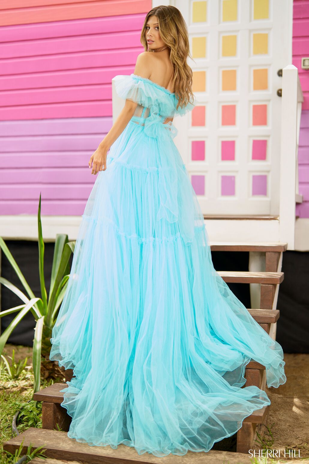 Sherri Hill 56068 prom dress images. Sherri Hill 56068 is available in these colors: Lilac, Black, Candy Pink, Red, Aqua.
