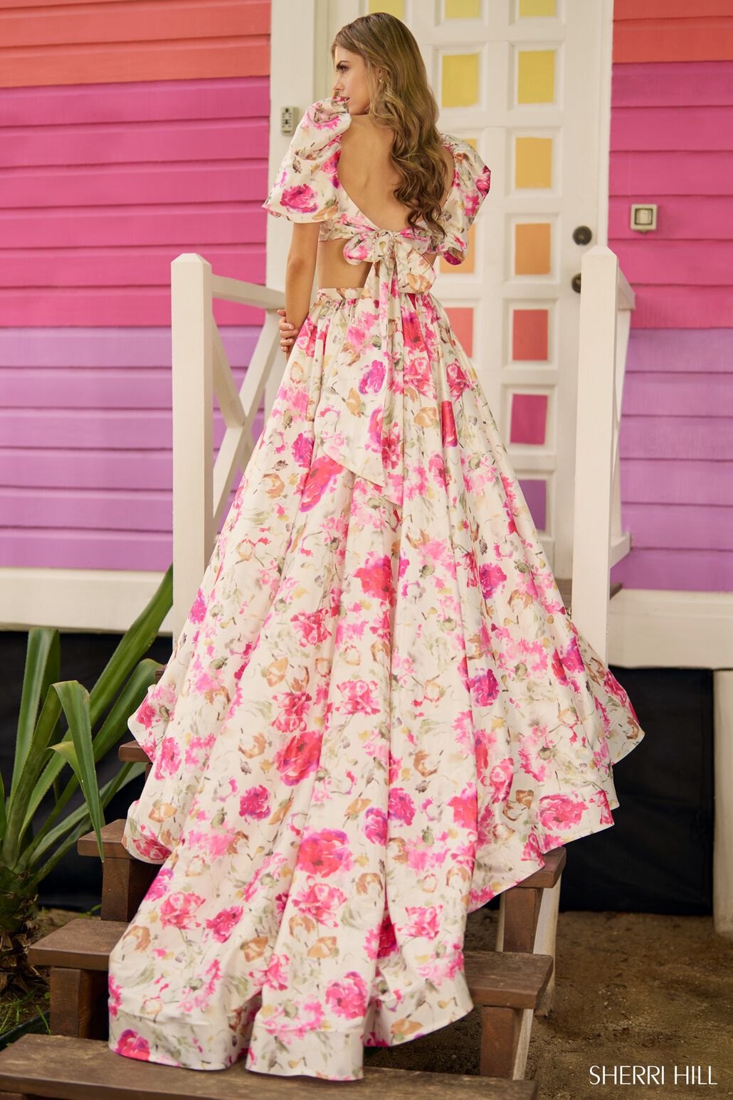 Sherri Hill 56082 prom dress images. Sherri Hill 56082 is available in these colors: Yellow Pink.