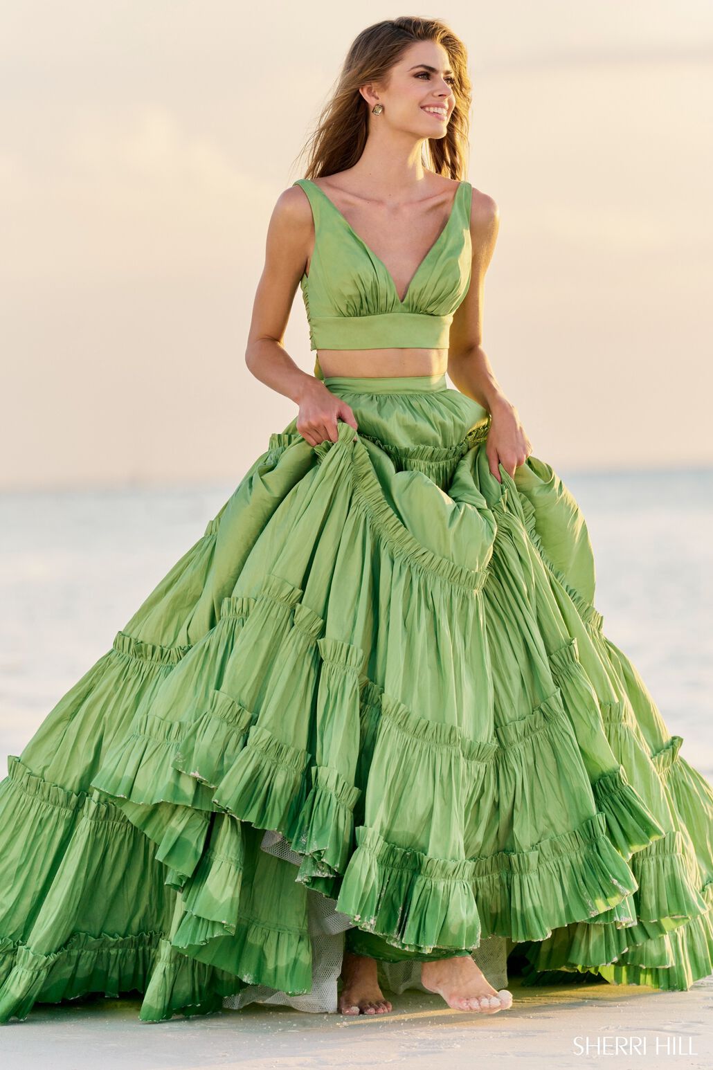 Sherri Hill 56125 prom dress images. Sherri Hill 56125 is available in these colors: Chartreuse, Fuchsia, Purple, Red, Lilac, Peacock, Yellow, Ivory, Royal.