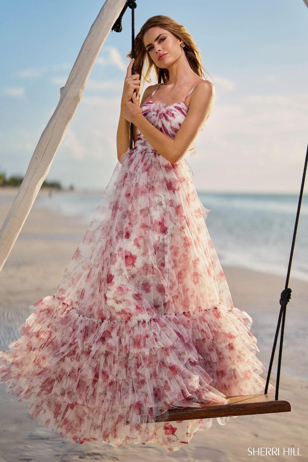 Sherri Hill 56172 prom dress images. Sherri Hill 56172 is available in these colors: Rose Print.