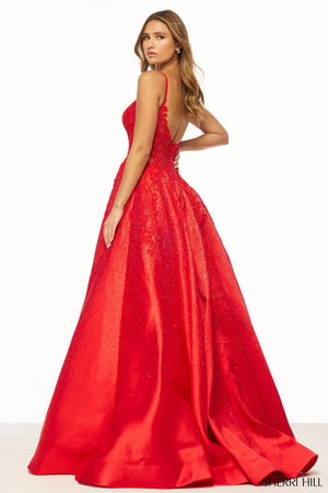 Sherri Hill 56183 prom dress images.  Sherri Hill 56183 is available in these colors: Red, Black, Emerald, Royal, Navy, Magenta.