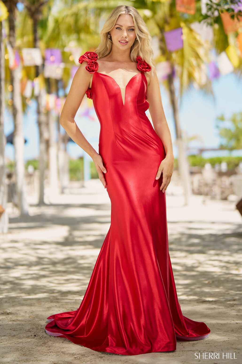 Sherri Hill 56185 prom dress images. Sherri Hill 56185 is available in these colors: Black, Blush, Red, Royal, Orange, Yellow, Navy, Ivory, Pink, Nude, Silver, Gold, Emerald, Peacock.