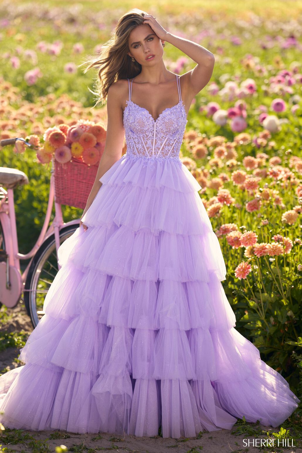 Sherri Hill 56192 prom dress images. Sherri Hill 56192 is available in these colors: Lilac, Black, Red, Periwinkle, Light Blue, Ivory, Blush.