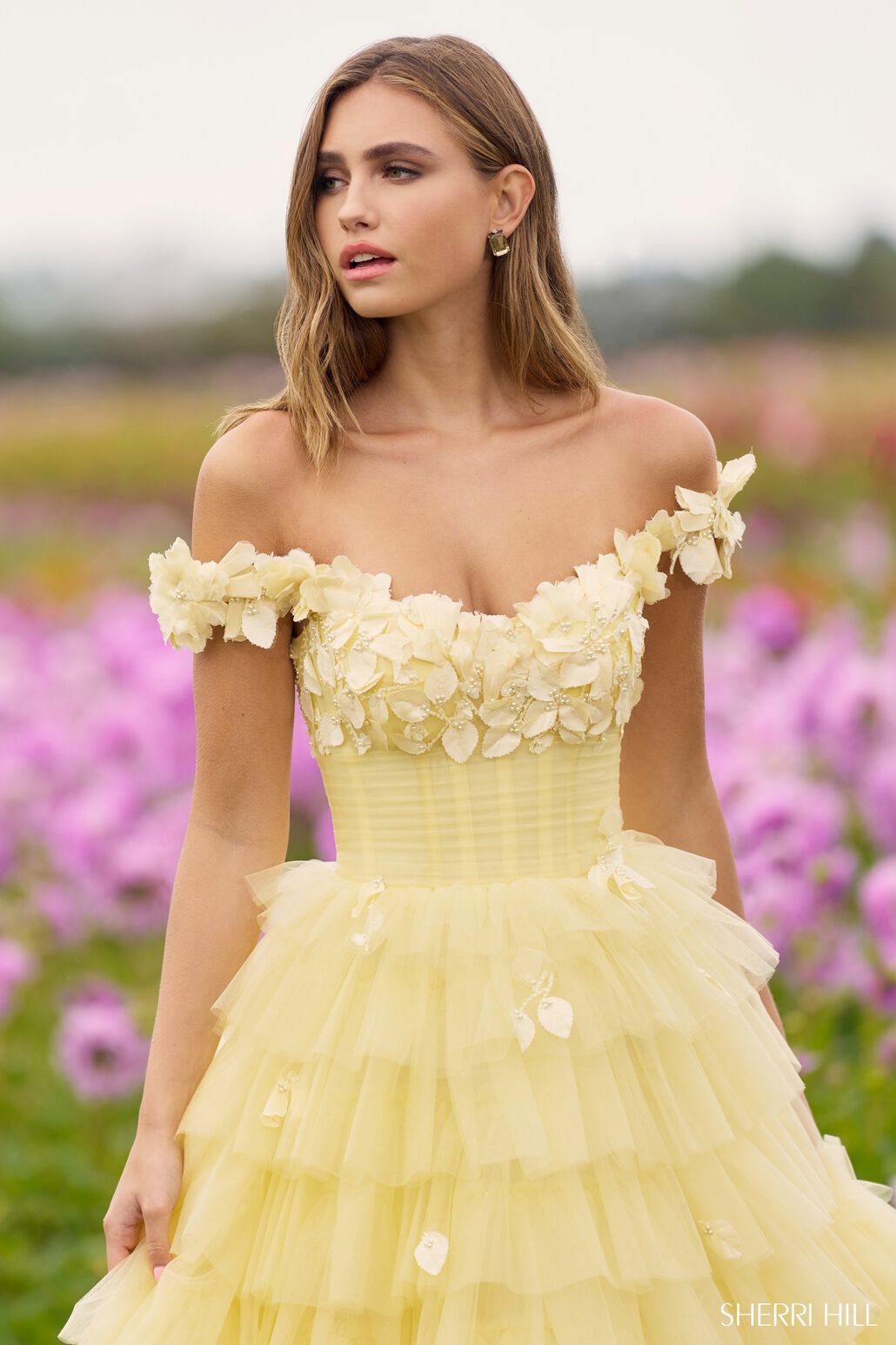 Sherri Hill 56199 prom dress images. Sherri Hill 56199 is available in these colors: Yellow, Ivory, Light Blue, Black, Pink.