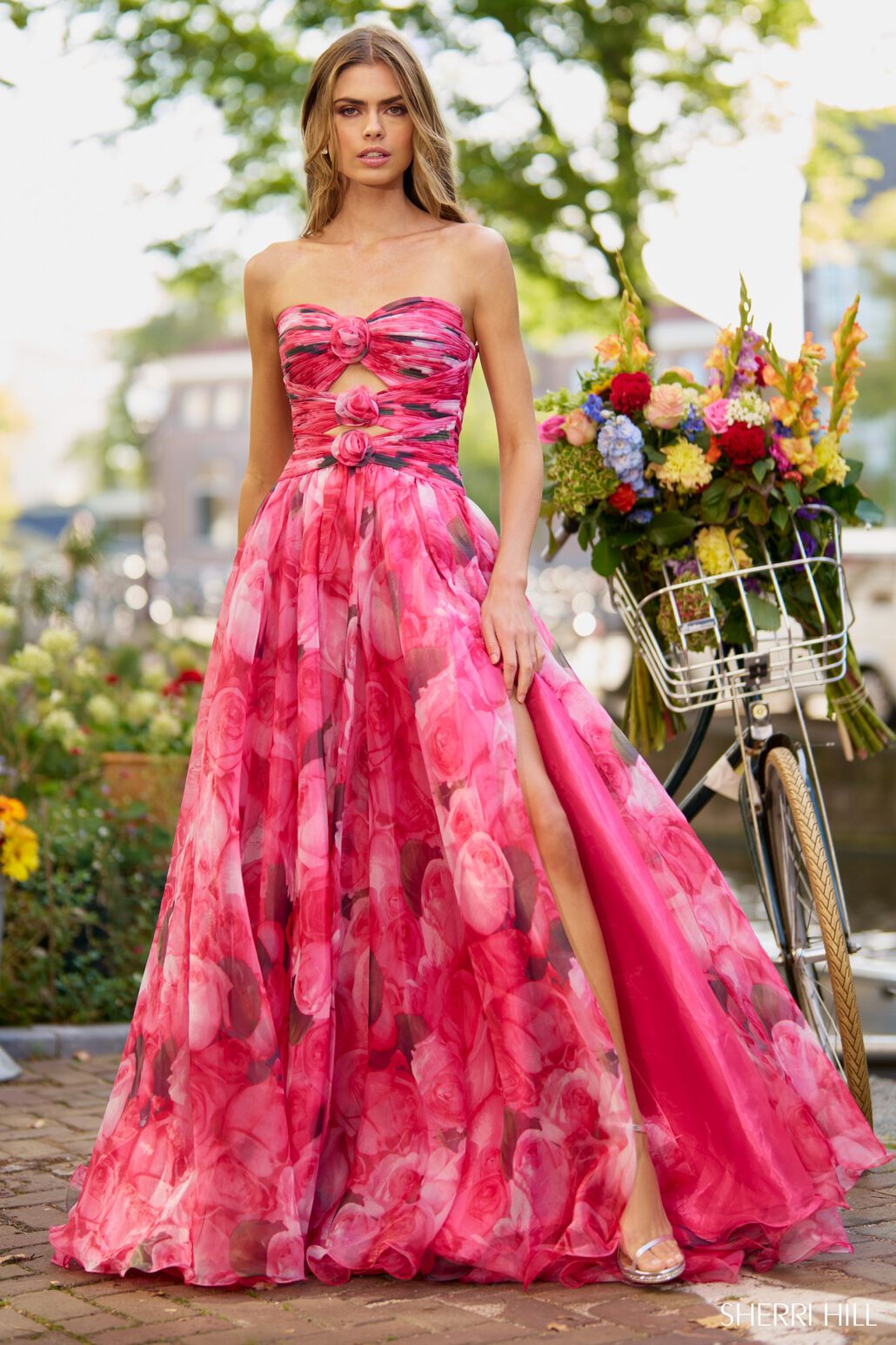 Sherri Hill 56241 prom dress images. Sherri Hill 56241 is available in these colors: Rose Print.