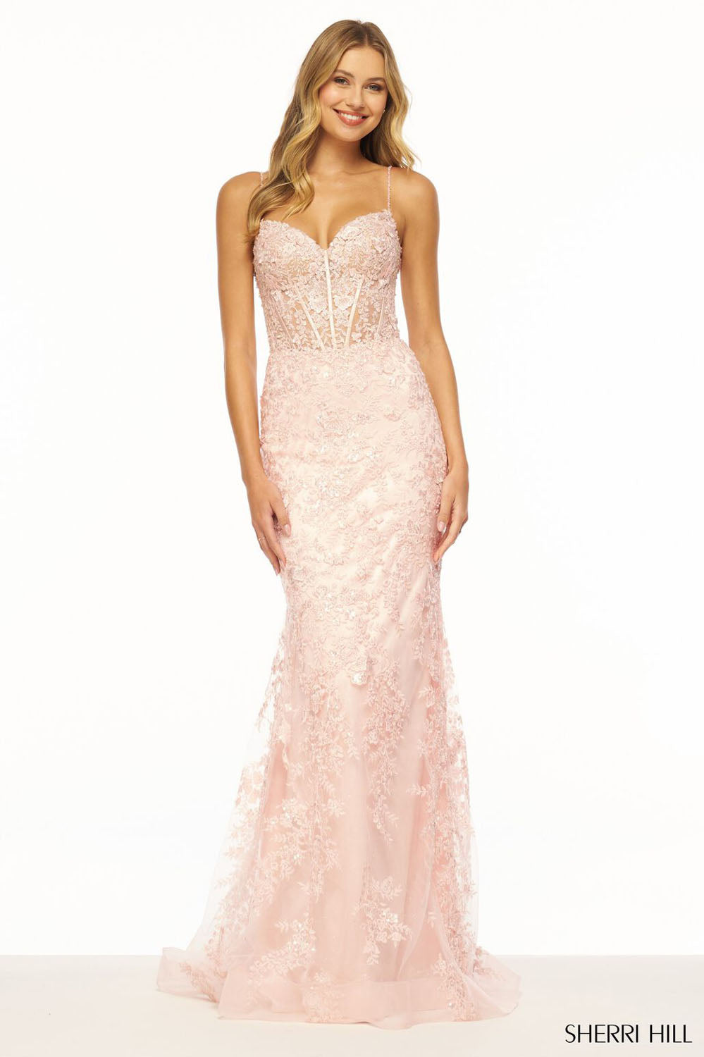 Sherri Hill 56252 prom dress images. Sherri Hill 56252 is available in these colors: Lilac, Blush, Black, Ivory, Light Blue, Light Champagne, Magenta, Periwinkle, Red.