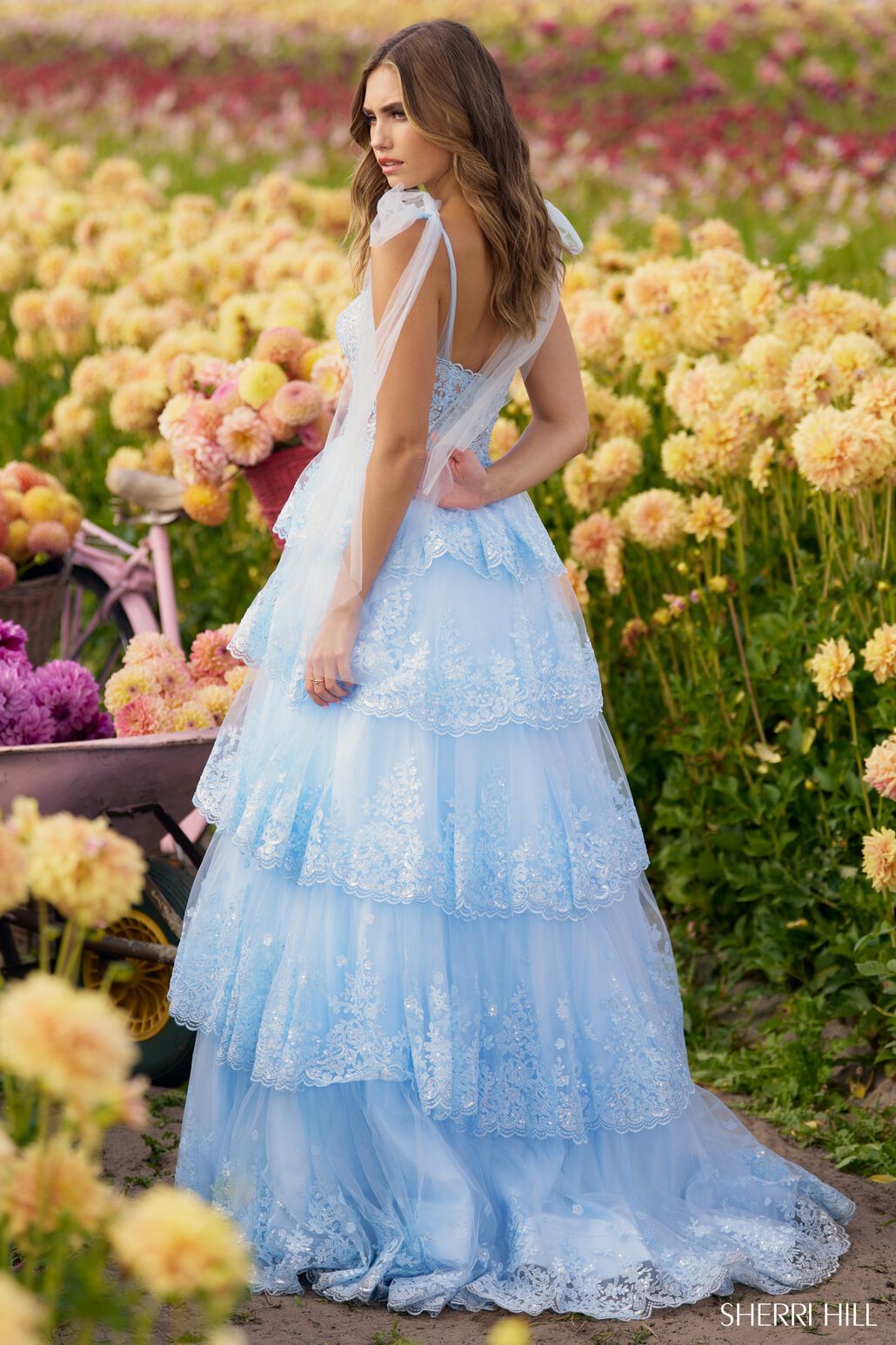 Sherri Hill 56260 prom dress images. Sherri Hill 56260 is available in these colors: Light Blue, Blush, Ivory, Red, Black, Periwinkle, Navy, Lilac.