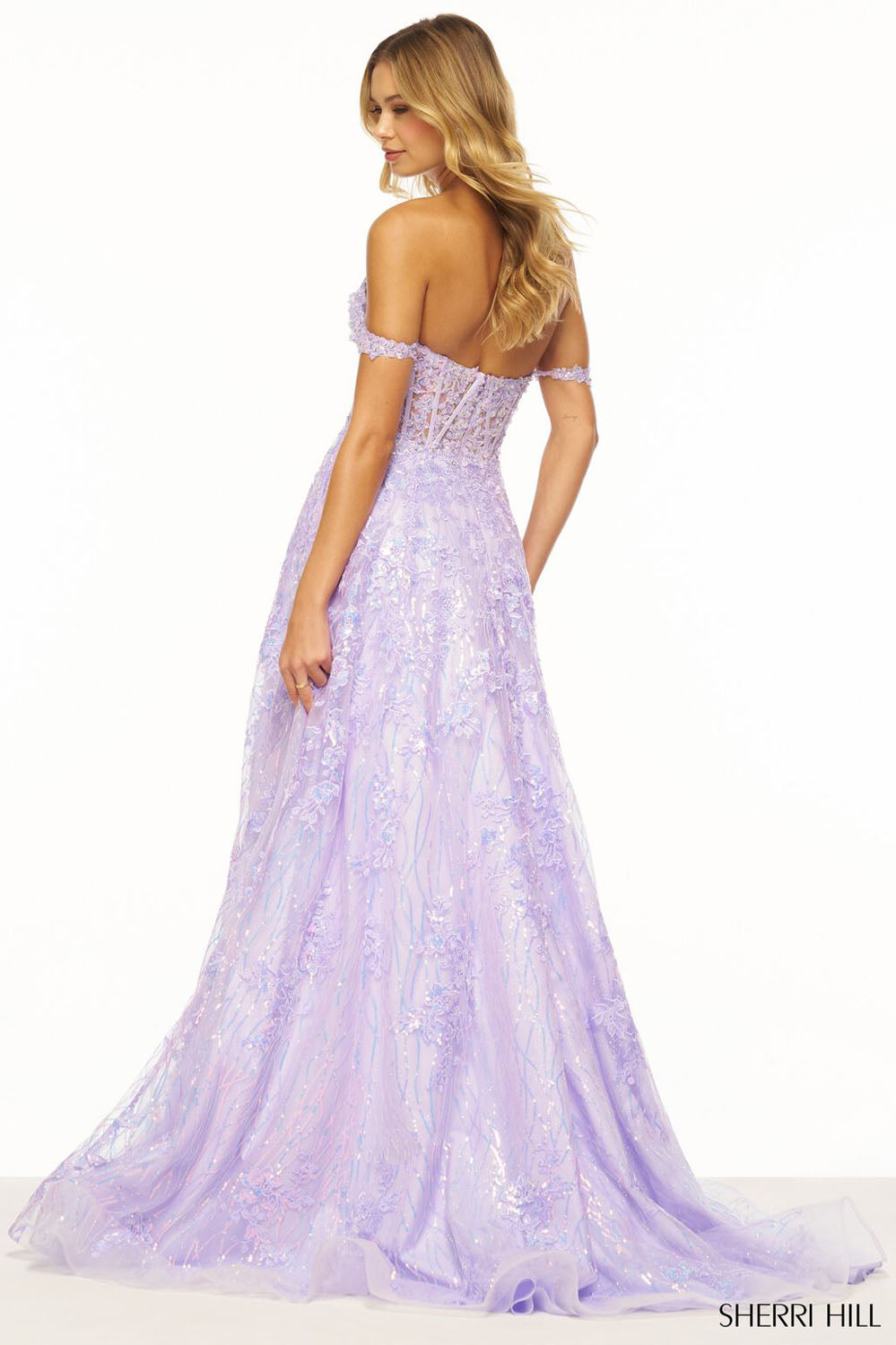 Sherri Hill 56261 prom dress images. Sherri Hill 56261 is available in these colors: Blush, Ivory, Periwinkle, Red, Black, Light Blue, Lilac.