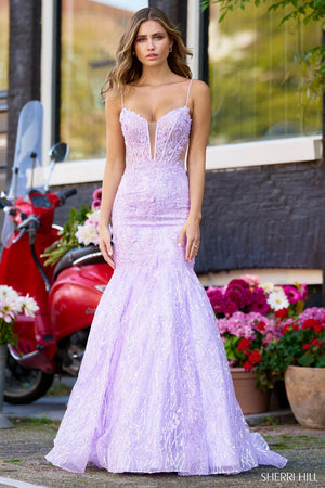 Sherri Hill 56313 prom dress images.  Sherri Hill 56313 is available in these colors: Lilac, Red, Black, Periwinkle, Light Blue, Blush, Ivory.