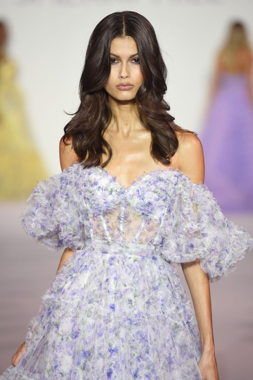 Sherri Hill 56336 prom dress images. Sherri Hill 56336 is available in these colors: Lilac Print.