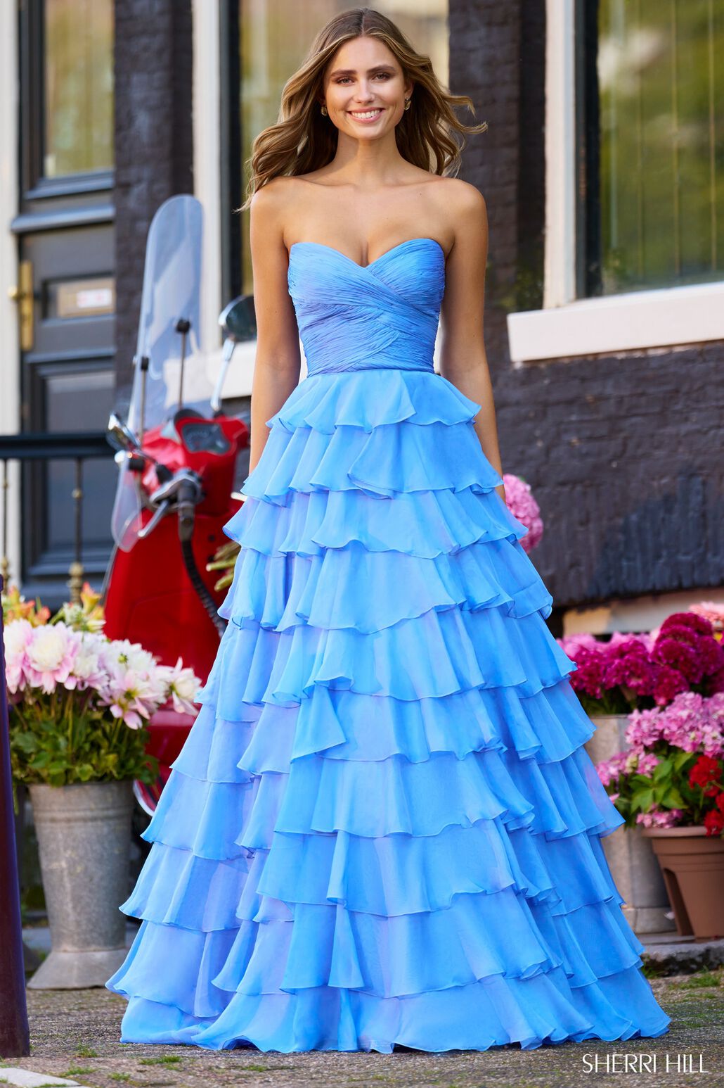 princess polly baby blue dress Queendancer Women Peacock Blue Chiffon A-Line Long Mother of the Bride Dress  with Lace Round Neck Long Sleeves Wedding Guest Dress – queendancer main image 0