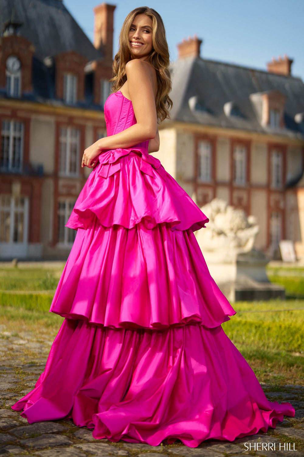Sherri Hill 56908 prom dress images. Sherri Hill 56908 is available in these colors: Aqua, Chartreuse, Red, Turquoise, Yellow, Bright Fuchsia.