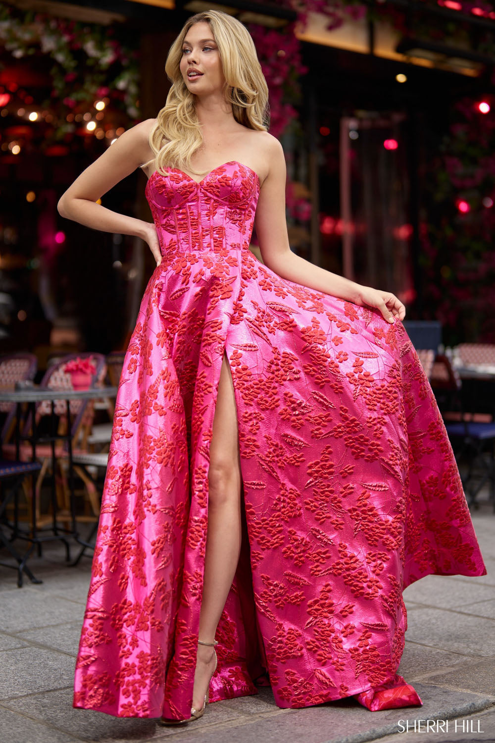 Sherri Hill 56928 prom dress images. Sherri Hill 56928 is available in these colors: Fuchsia.