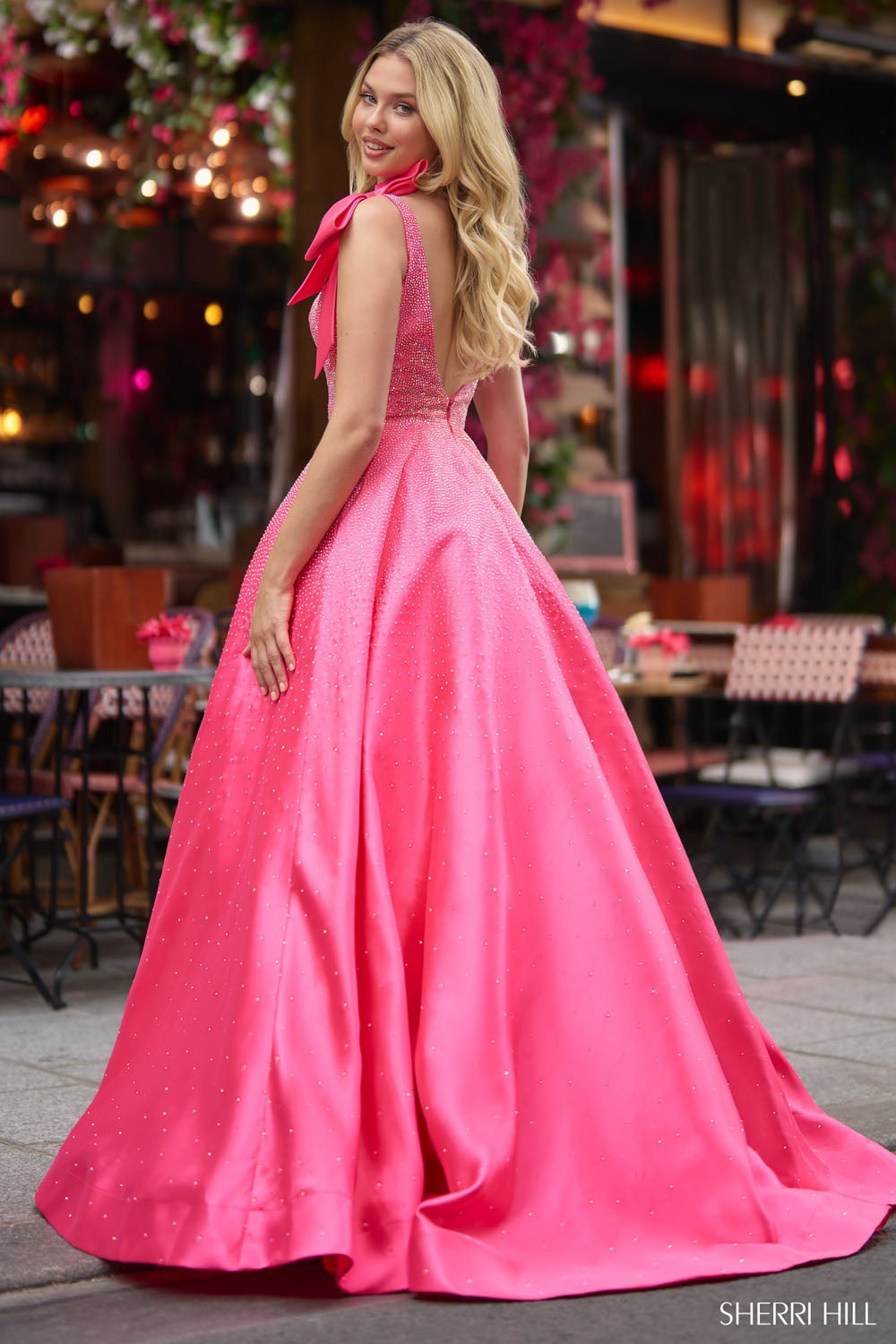 Sherri Hill 56929 prom dress images. Sherri Hill 56929 is available in these colors: Royal, Peach, Yellow, Red, Ice Blue, Champagne, Black, Bright Pink, Ivory.