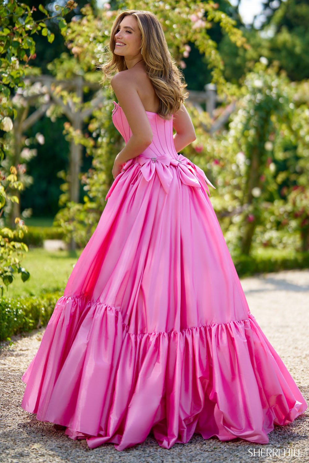 Sherri Hill 56958 prom dress images. Sherri Hill 56958 is available in these colors: Light Blue, Royal, Black, Yellow, Red, Fuchsia, Pink, Emerald, Ivory.