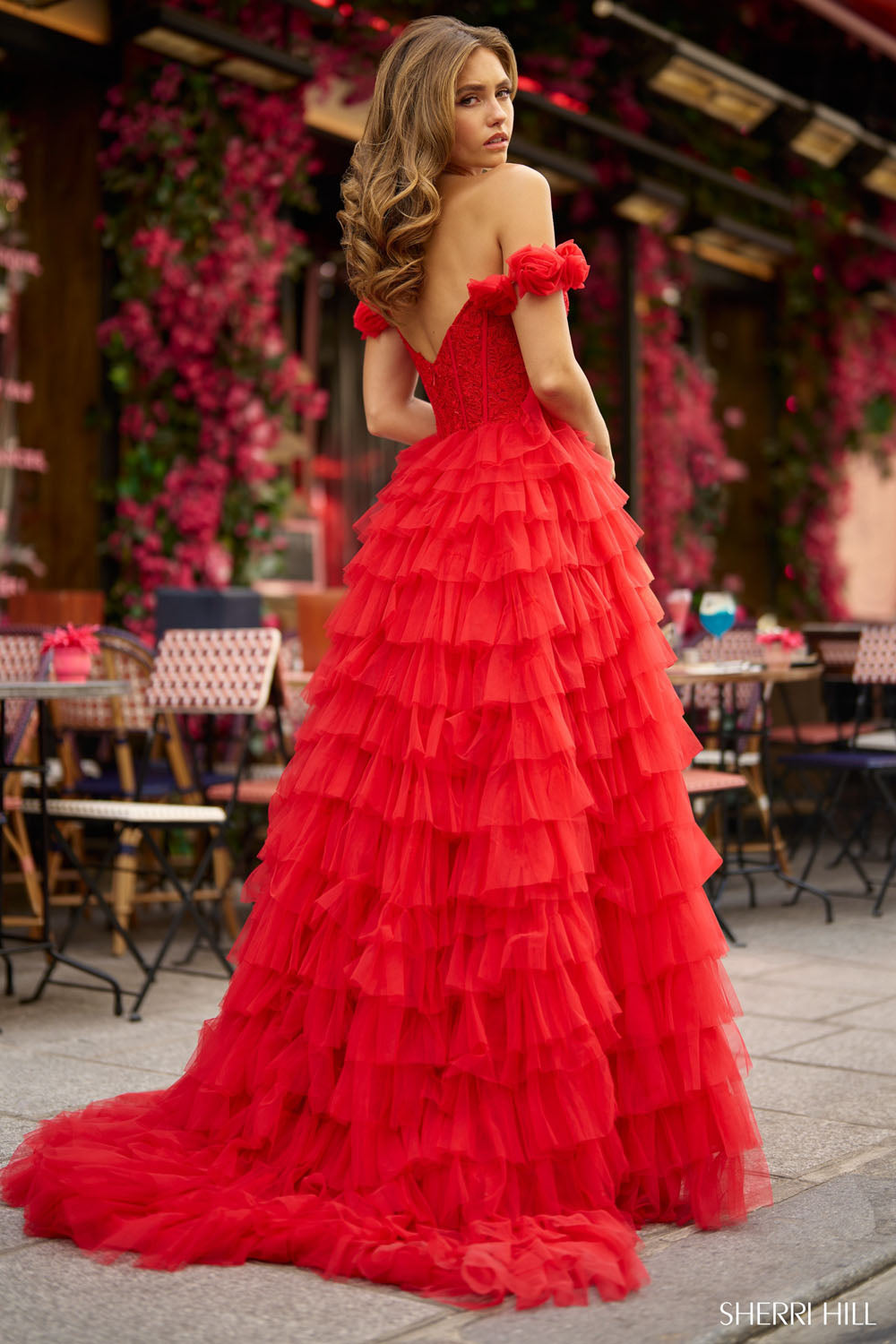 Sherri Hill 56968 prom dress images. Sherri Hill 56968 is available in these colors: Yellow, Light Blue, Black, Red, Pink, Lilac.