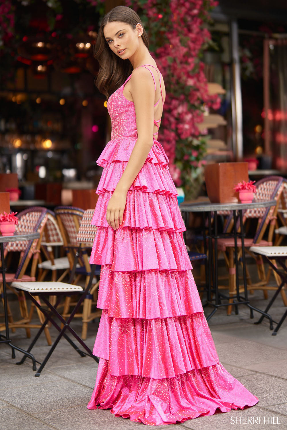 Sherri Hill 56980 prom dress images. Sherri Hill 56980 is available in these colors: Peacock, Silver, Emerald, Lilac, Yellow, Nude Silver, Royal, Red, Black Silver, Bright Fuchsia, Navy, Blush, Teal, Light Blue, Gold, Black.