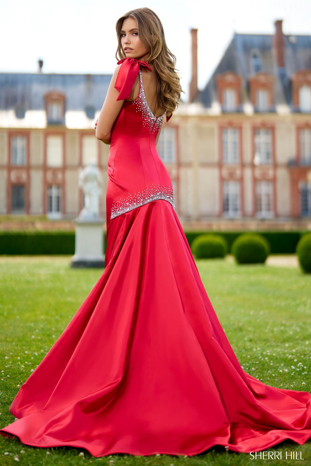 Sherri Hill 56996 prom dress images. Sherri Hill 56996 is available in these colors: Nude, Lilac, Periwinkle, Ivory, Red, Blush, Candy Pink, Black, Light Blue, Yellow.