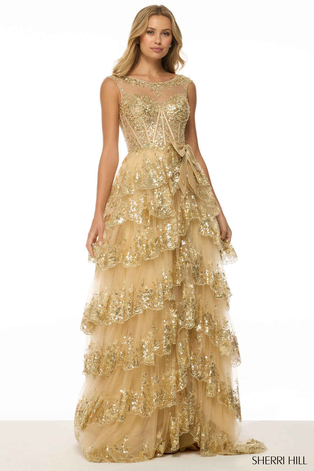 Sherri Hill 57000 prom dress images. Sherri Hill 57000 is available in these colors: Lilac, Light Blue, Ivory, Black, Red, Blush, Periwinkle, Navy, Bright Fuchsia, Gold.