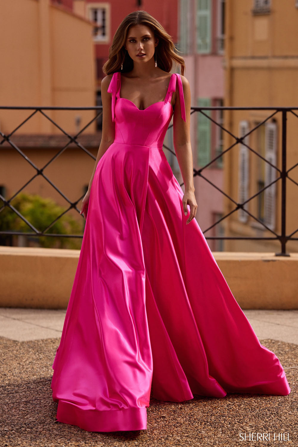 Sherri Hill 57056 prom dress images. Sherri Hill 57056 is available in these colors: Light Blue, Blush, Ivory, Emerald, Royal, Navy, Bright Fuchsia, Red.