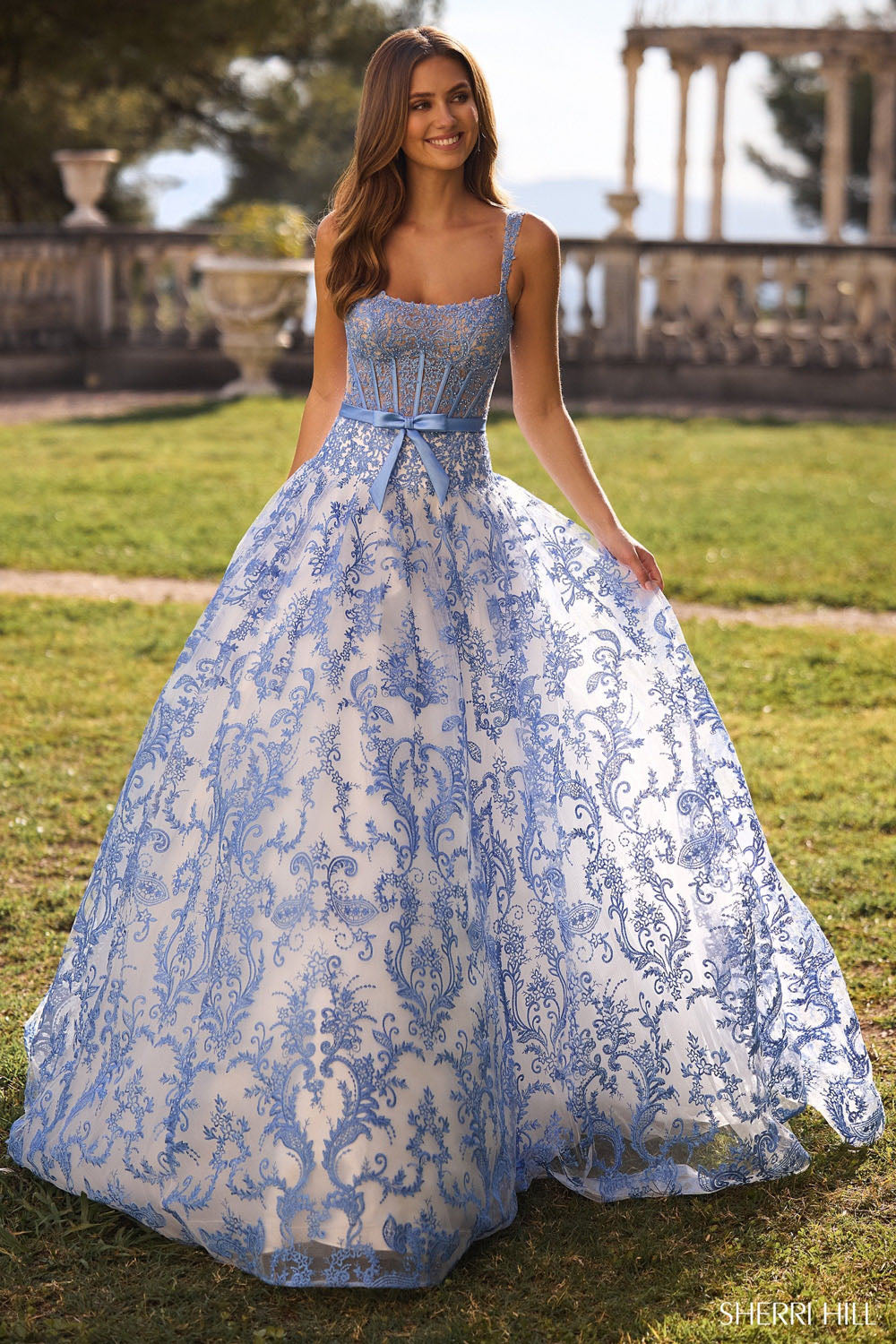 Sherri Hill 57058 Prom Dress - Ivory/Blue