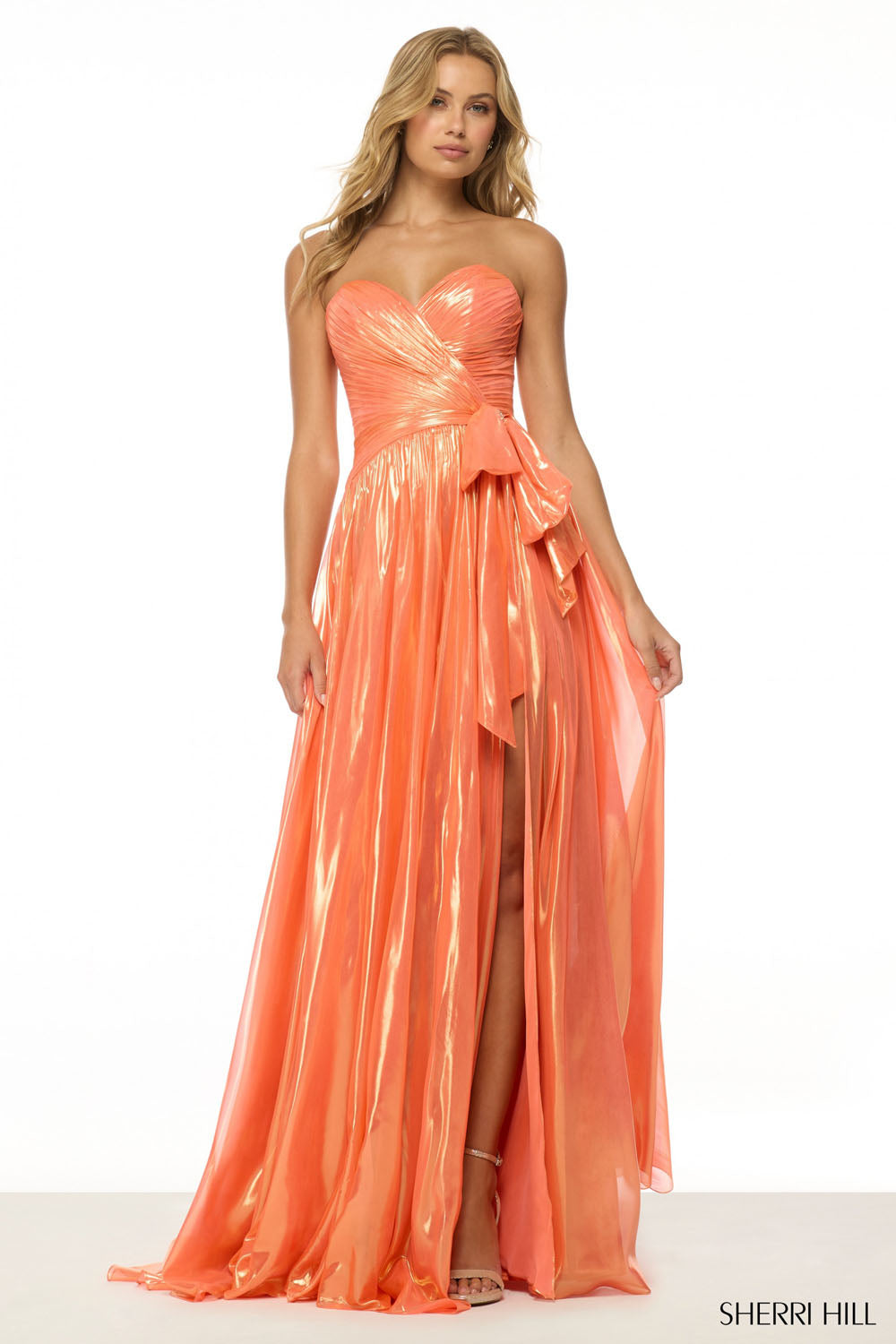 Sherri Hill 57080 prom dress images. Sherri Hill 57080 is available in these colors: Lilac, Light Blue, Silver, Orange.