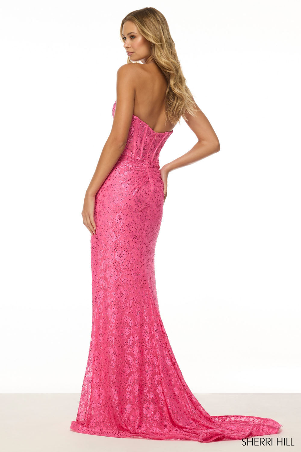 Sherri Hill 57086 prom dress images. Sherri Hill 57086 is available in these colors: Emerald, Peacock, Orange, Ivory, Royal, Navy, Black, Red.