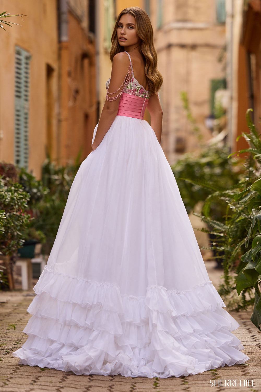 Sherri Hill 57103 prom dress images. Sherri Hill 57103 is available in these colors: Ivory Pink.