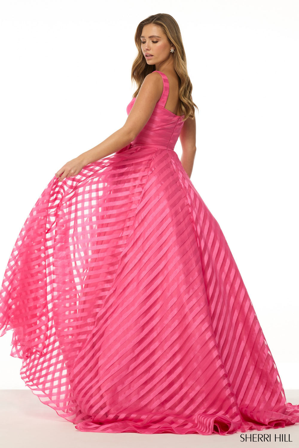 Sherri Hill 57116 prom dress images. Sherri Hill 57116 is available in these colors: Lilac, Light Blue, Yellow, Ivory, Red, Black, Bright Pink.