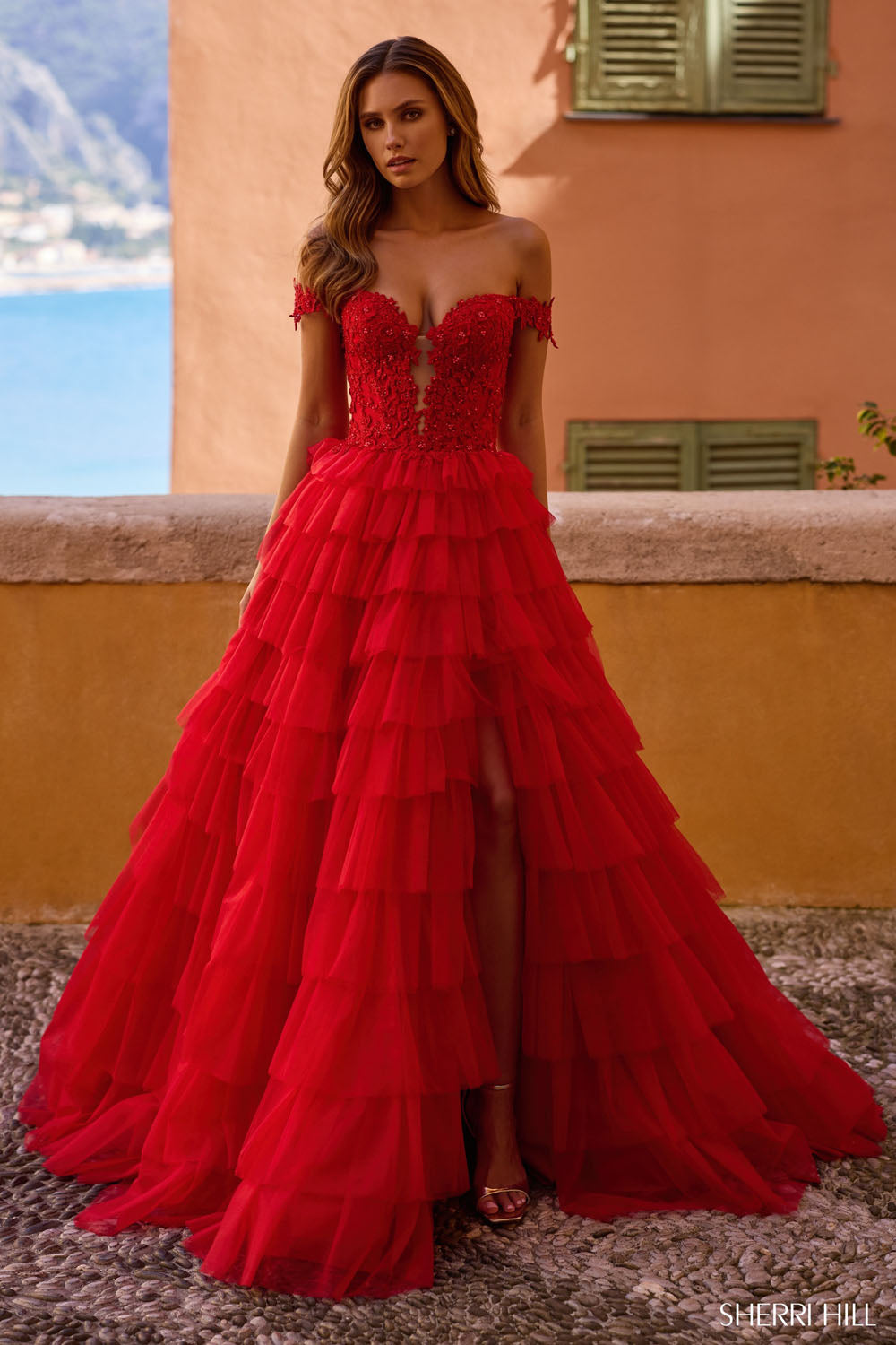 Sherri Hill 57120 prom dress images. Sherri Hill 57120 is available in these colors: Blush, Light Blue, Ivory, Black, Red.
