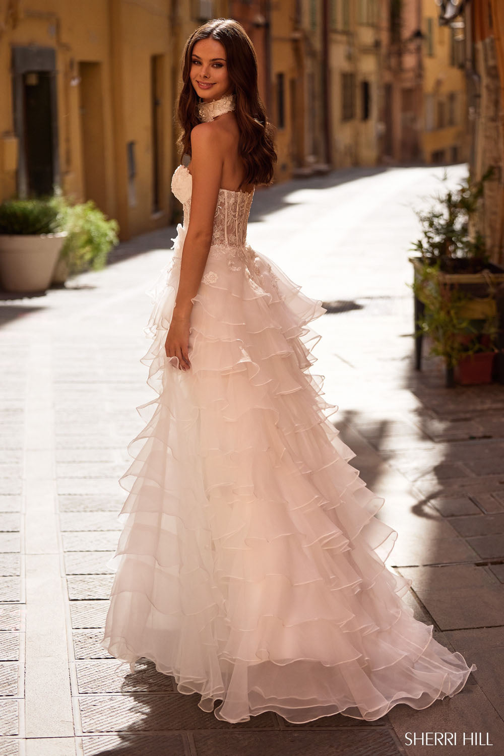 Sherri Hill 57156 prom dress images. Sherri Hill 57156 is available in these colors: Ivory, Pink, Light Blue.
