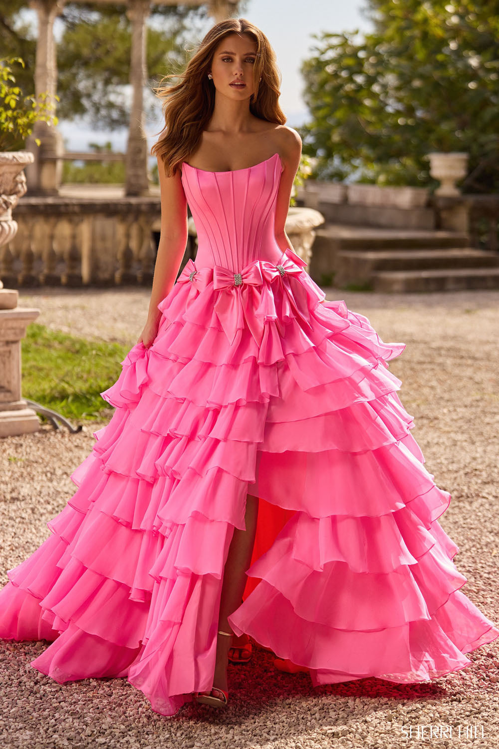 Sherri Hill 57225 prom dress images. Sherri Hill 57225 is available in these colors: Black, Periwinkle, Aqua, Emerald, Yellow, Red, Ivory, Light Blue, Peacock, Blush, Bright Fuchsia, Candy Pink.