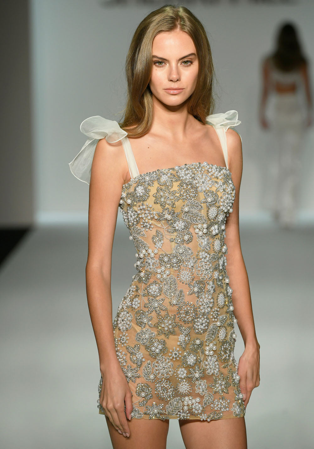 Sherri Hill 57246 prom dress images. Sherri Hill 57246 is available in these colors: Nude Ivory Silver.