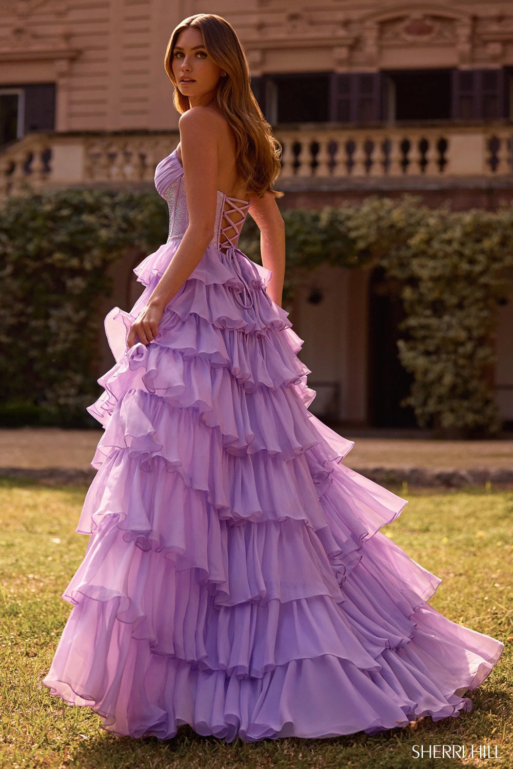 Sherri Hill 57288 prom dress images. Sherri Hill 57288 is available in these colors: Red, Turquoise, Orange, Bright Pink, Black Silver, Nude Silver, Yellow, Navy, Lilac, Royal, Ivory, Peacock, Light Blue, Black.