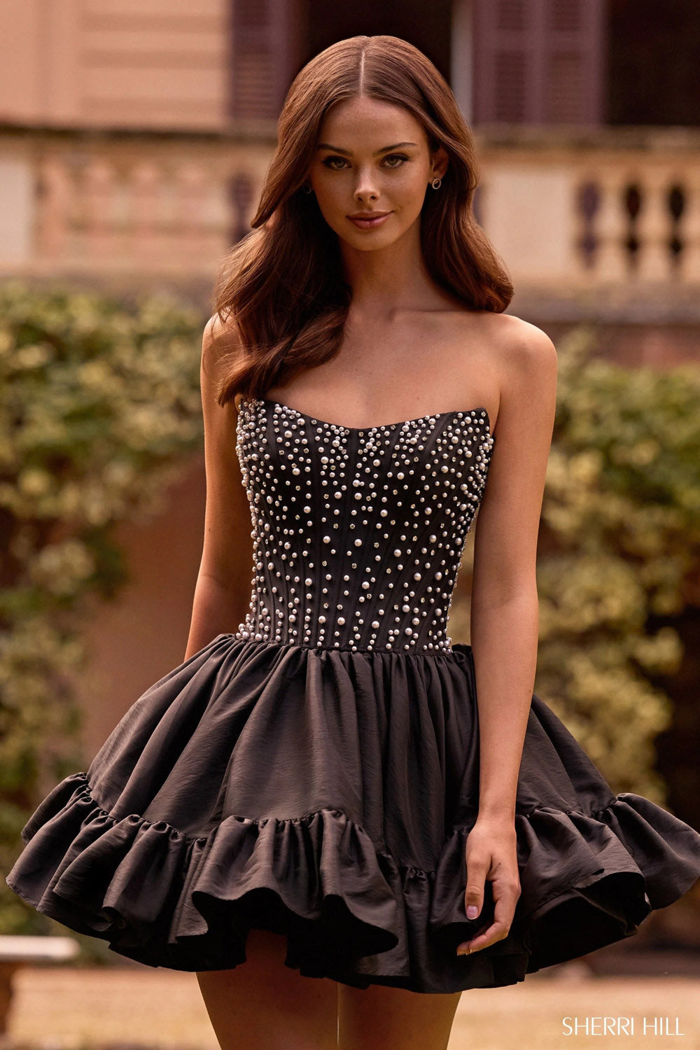 Sherri Hill 57291 prom dress images. Sherri Hill 57291 is available in these colors: Pink, Light Blue, Yellow, Ivory, Black.