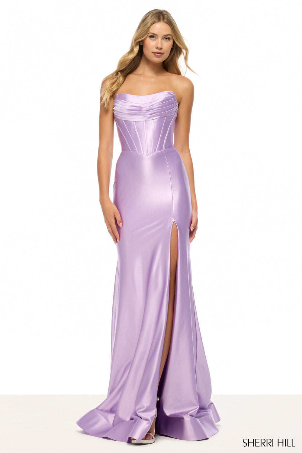 Sherri Hill 57412 prom dress images. Sherri Hill 57412 is available in these colors: Light Champagne, Peacock, Nude, Emerald, Light Blue, Bright Fuchsia, Navy, Red, Black, Royal, Yellow, Lilac, Pink, Orange.