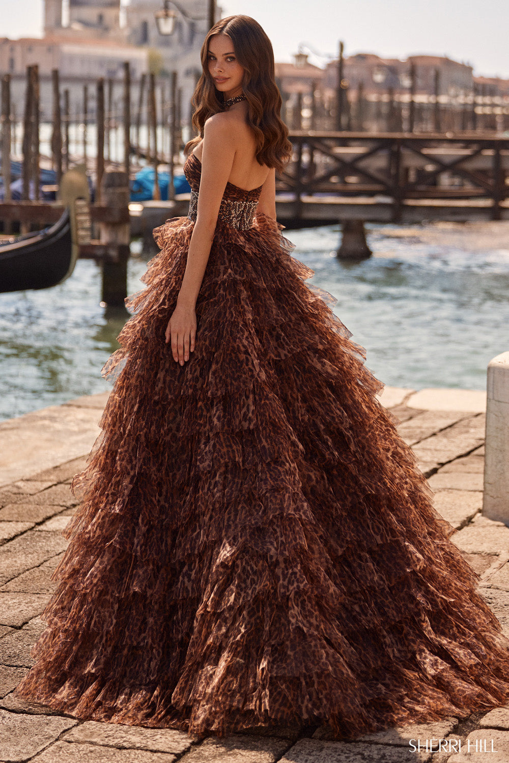 Sherri Hill 57510 prom dress images. Sherri Hill 57510 is available in these colors: Cheetah Print.